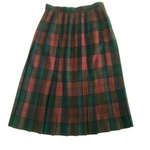 🔥Talbot's Petites Pleated Wool Tartan Skirt Sz 12
